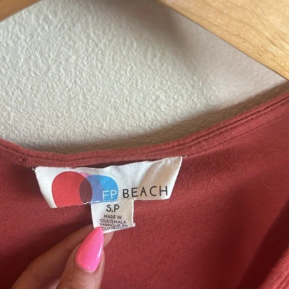 Free People Beach Dress With Pockets Womens Size Small Short Sleeve Burnt Orange - Picture 8 of 10